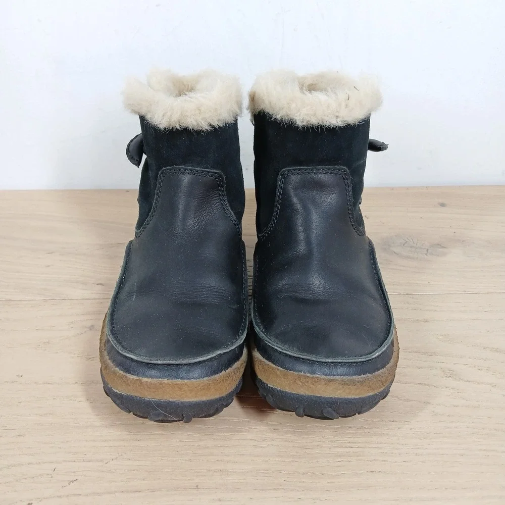 Merrell Ankle Boots Womens 6 Black Leather Shearling Lined Winter Outdoor